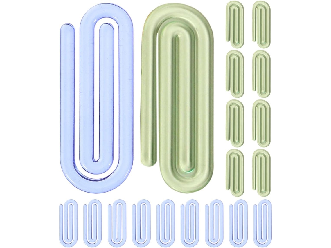 Clipes de papel pequenos, transparentes, verdes e azuis, da Ciieeo, pacote com 50 unidades para documentos e fotos.