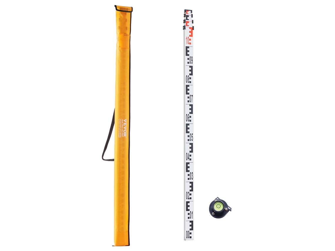 Haste de Medição VEVOR 4M Haste Métrica Telescópica de Grau Cm/Mm com Nível de Bolha e Bolsa