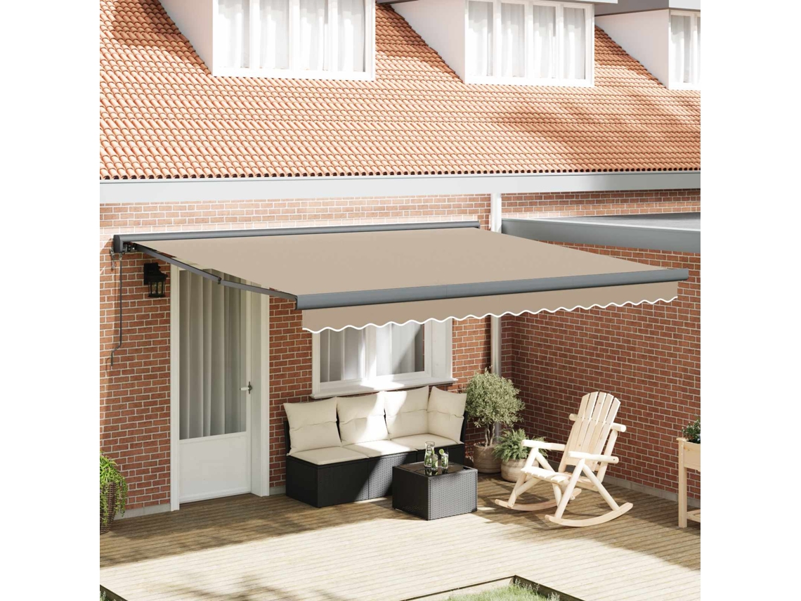 Vidaxl Toldo Retrátil Bege 400 × 300 Cm Tecido E Metal