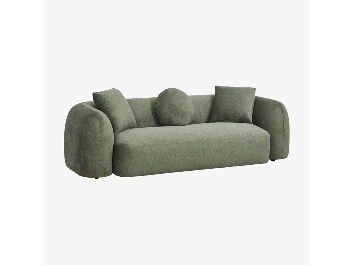Sklum Sofá De 3 Lugares Em Chenille Coco Poliéster                       Chenille Verde Sálvia