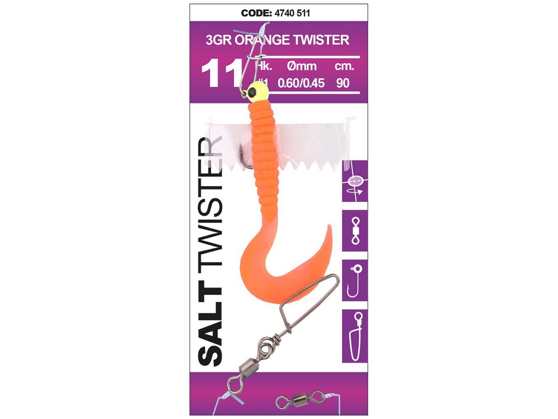 Isca Macia Salt Twister 3G Laranja 90 Cmspro