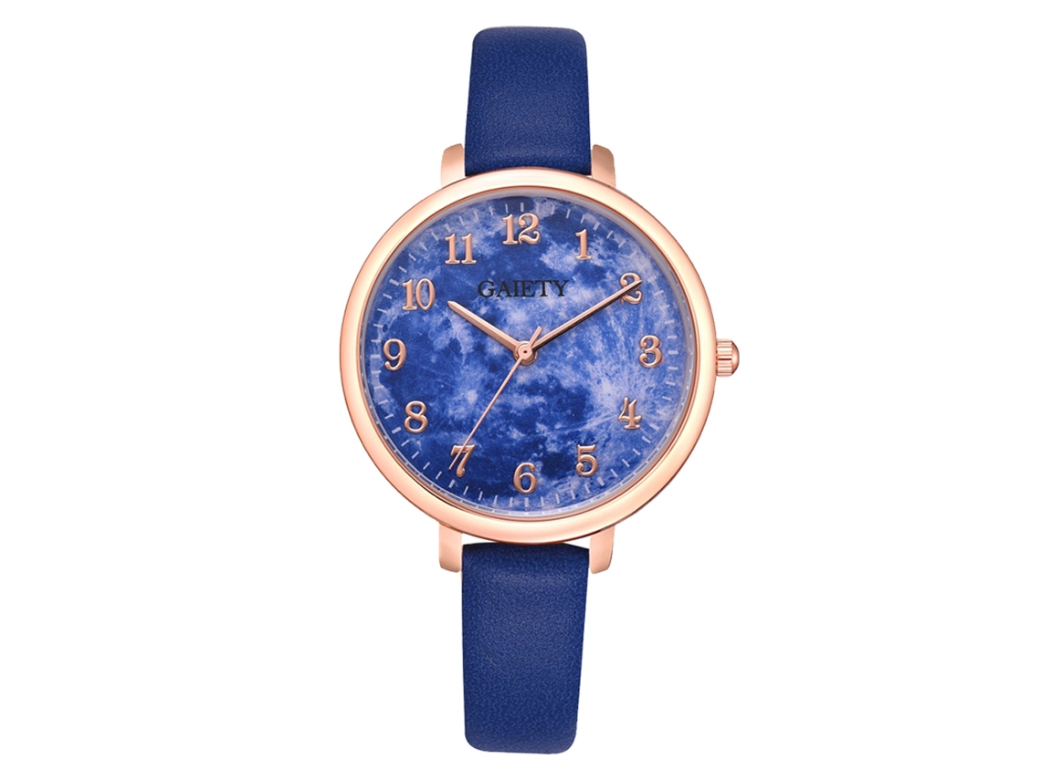 Reloj De Cuarzo De Pareja Con Correa De Cuero Pu Fashion, Dial Numerado (azul)