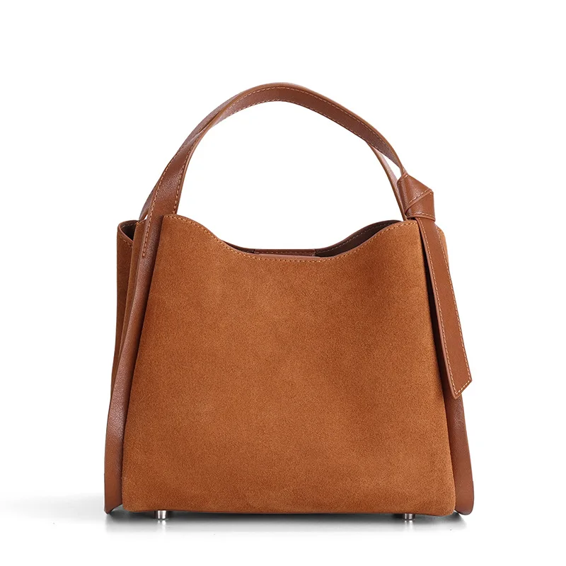 (1555-marrom) Bolsa De Ombro Feminina De Camurça, Modelo Bucket, Lançamento 2026, De Luxo E Design Exclusivo.