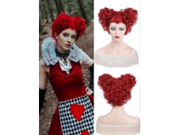 Peruca Cacheada Sintética Resistente Ao Calor, Estilo Anime, Rainha Vermelha + Touca para Peruca. TAISHENGDA