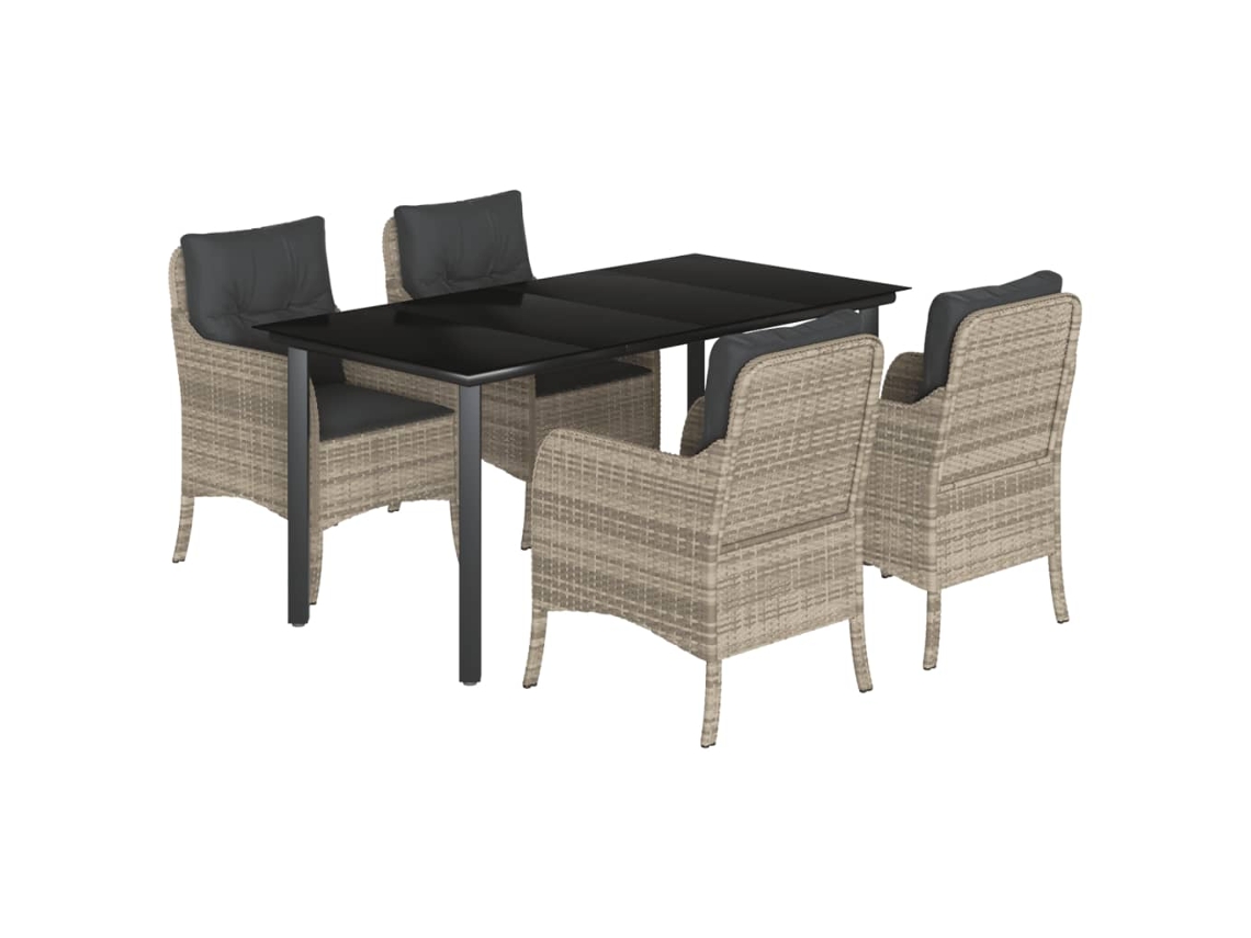 Conjunto de 5 Jantar para Jardim com Almofadões Cinzento Claro MAISON EXCLUSIVE