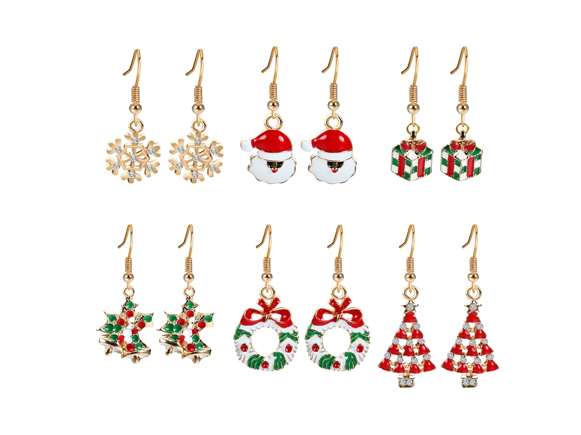Laxiscreed Conjunto De 6 Brincos De Dangle Para Mulheres, Acessórios De Moda Natalícios