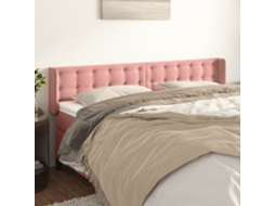 Vidaxl Cabeceira De Cama C/ Abas Veludo 163x16x78/88 Cm Rosa