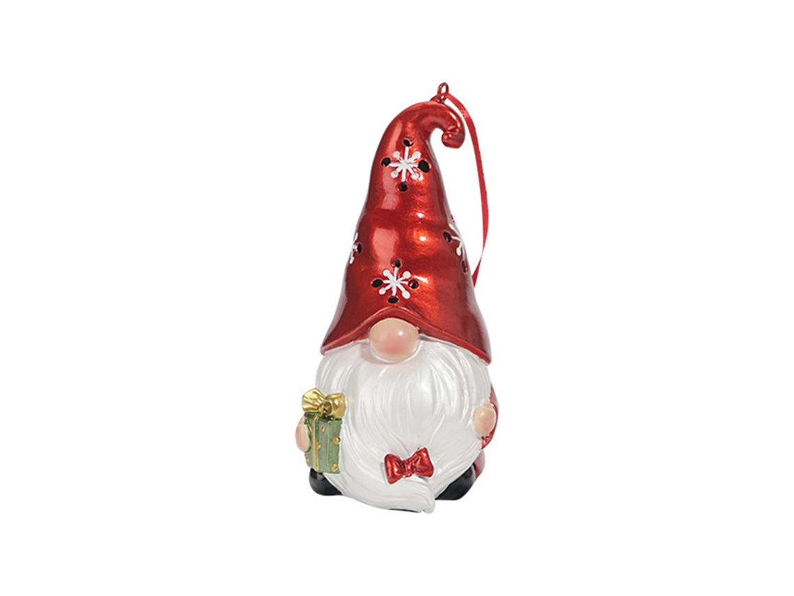 Caixa de Presente com Enfeite de Árvore Gnome Vermelho e Chapéu LAXISCREED
