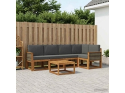 Vidaxl Conjunto De Sofás Para Exterior 6 Unid. Natural E Antracite