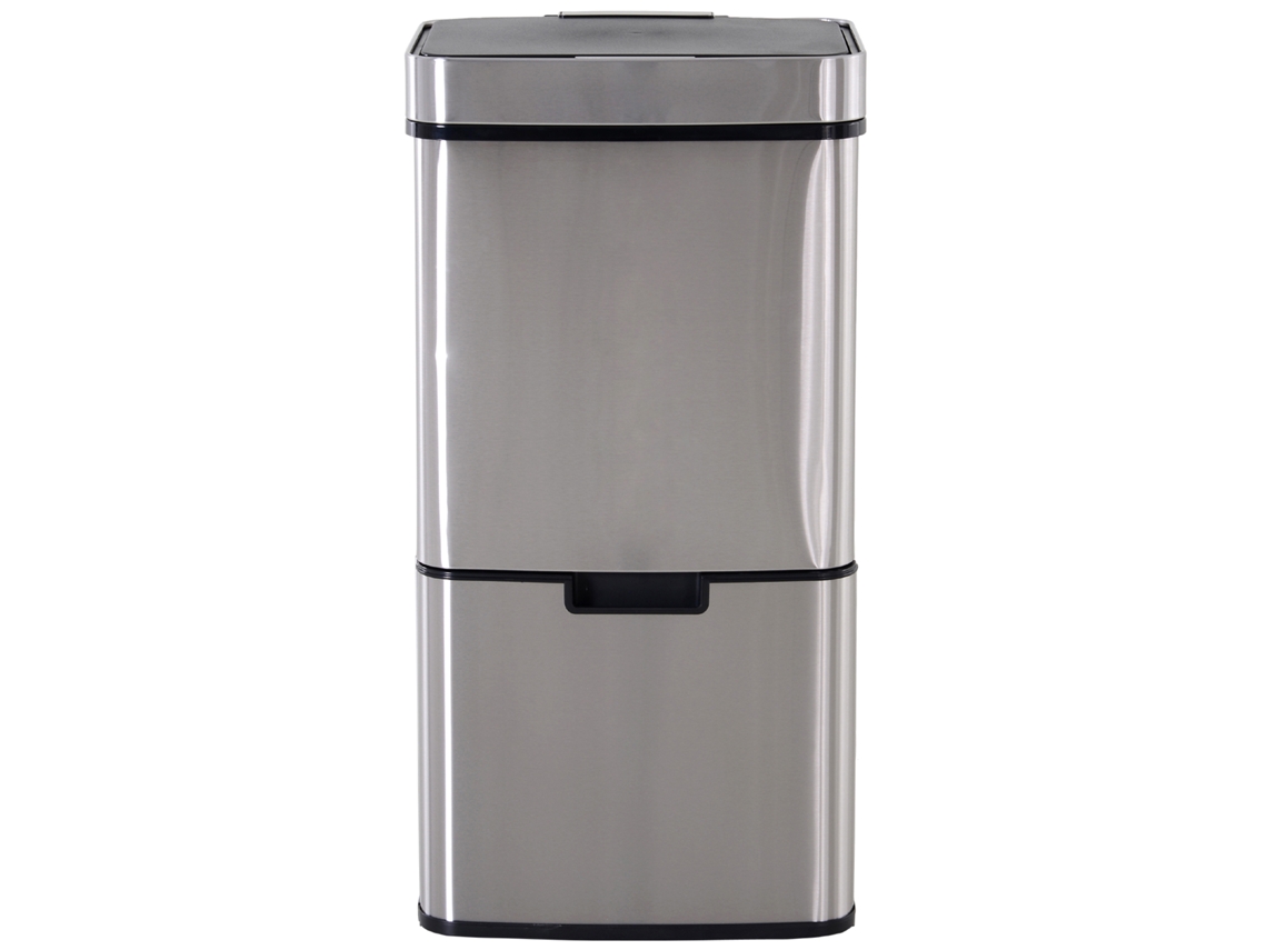 Balde De Lixo 72 L Com Abertura Automática De Aço Inoxidável E Reciclagem Para Cozinha 42x30x81 Cm Prata