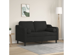 Vidaxl Sofá 2 Lugares + Almofadas Decorativas 120 Cm Tecido Preto