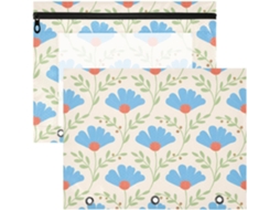 Pacote com 2 Estojo Multifuncional para Fichário de 3 Argolas, Unidades Material Arte Estudantes, Lindas Flore