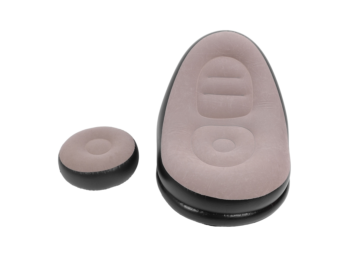 Poltrona de Sofa Inflável com Reposapiés Macia Flock Soft Design Ergonômico para Sala Estar Camping Viagem | S/MARCA