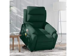 Vidaxl Poltrona Reclinável Elevatória Veludo Verde-escuro