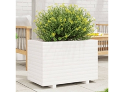 Vidaxl Vaso/floreira De Jardim 70x40x49,5 Cm Pinho Maciço Branco