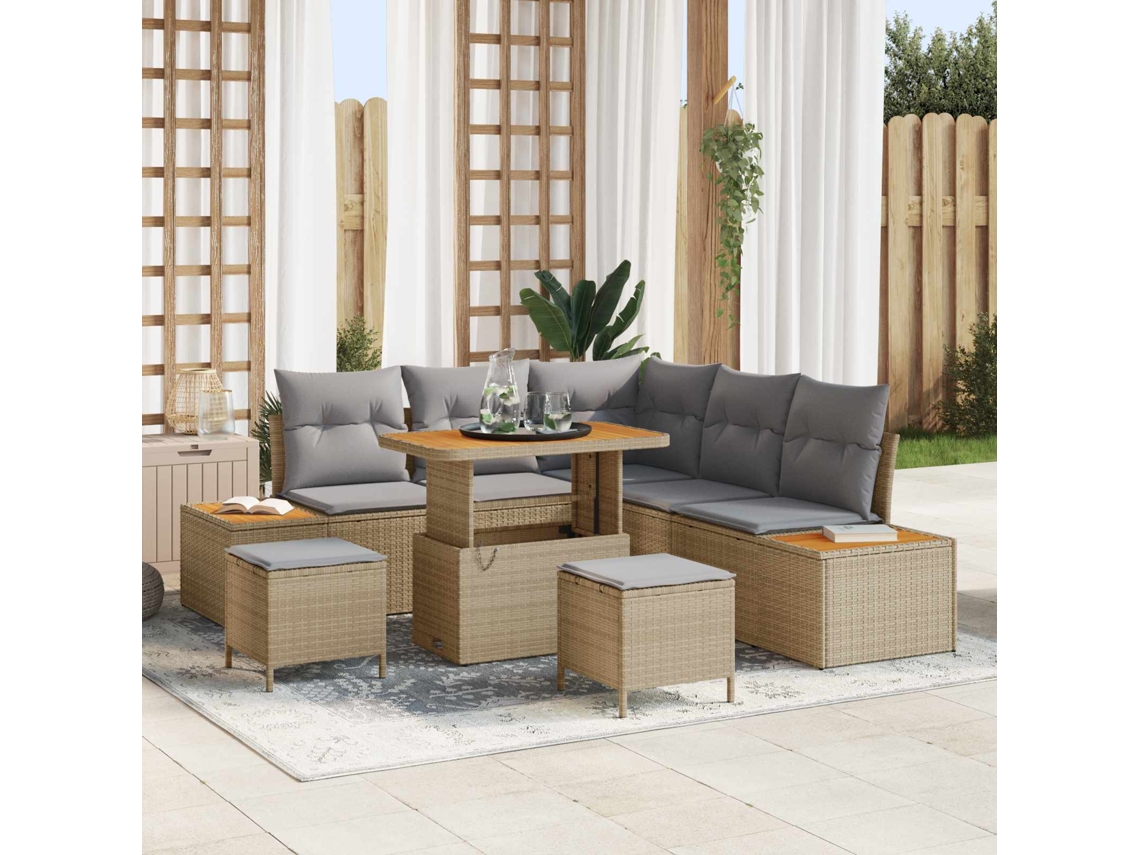 Vidaxl Conjunto De Sofá De Jardim 8 Unid. 7-número De Lugares
