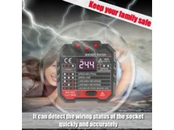 Testador de tomada digital KKmoon KKM5, detector de polaridade, tensão, RCD, plugue portátil | S/MARCA