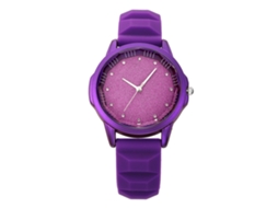 Relógio Analógico Quartz de Pulso Clássico com Mostrador Redondo e Pulseira Ajustável Roxo Rebirth Fashion