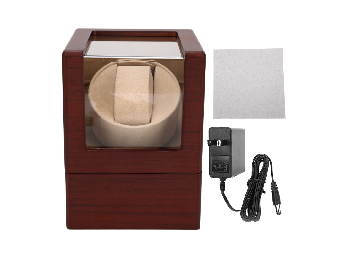 Caixa Enrolladora de Relógio Automático com Motor Silencioso Armazenamento Display Madeira Mdf