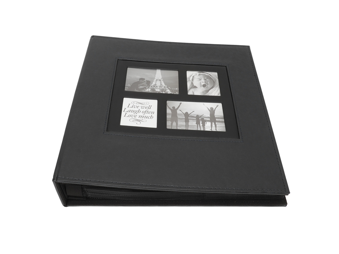 Pu Photo Album Pu Leather Cover Picture Book Insert Album Record Valentine's Day Christmas Holiday Commemorative Gift Black LAXISCREED