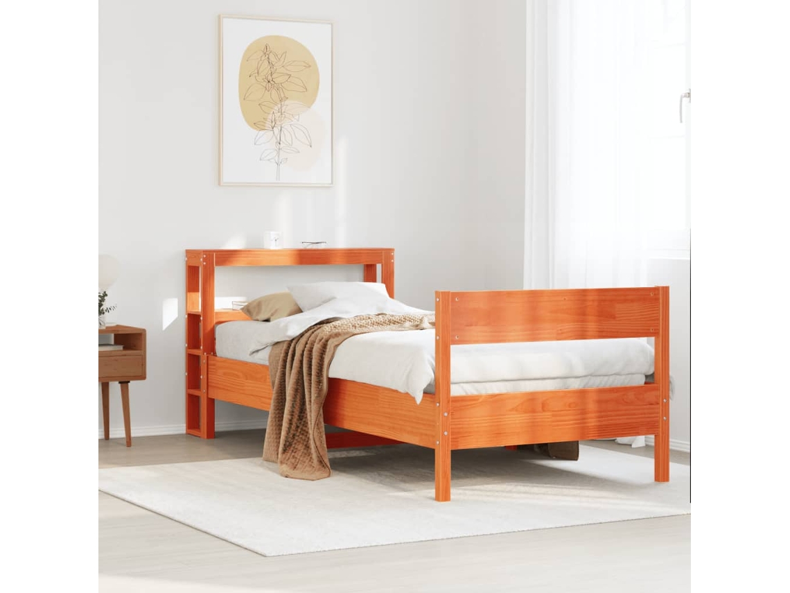 Vidaxl Cama Sem Colchão 75x190 Cm Madeira De Pinho Maciça Castanho-mel