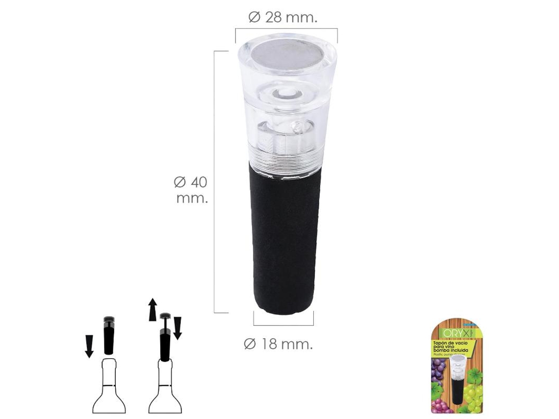 Rolha de Vácuo Para Bomba de Vinho Incluída Dentro Da Rolha 1 Peça ORYX