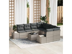 Vidaxl Conjunto De Sofá De Jardim 9 Unid. Cinza Claro E Cinza Escuro