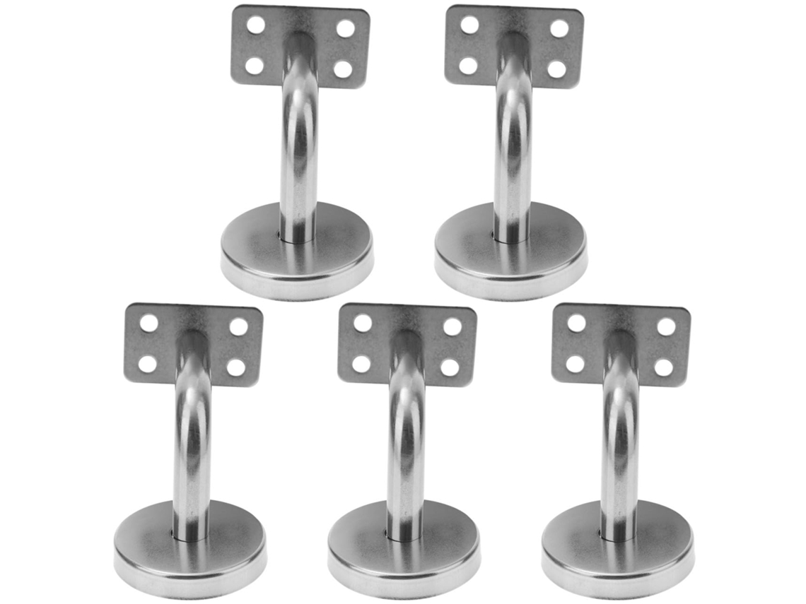 Conjunto De 5 Suportes Para Corrimão Em Aço Inoxidável Prateado, Fáceis De Instalar.
