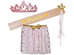 Kit Princesa Infantil Faixa, tiara e saia