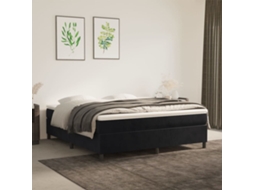 Vidaxl Cama Com Molas/colchão 160x200 Cm Veludo Preto