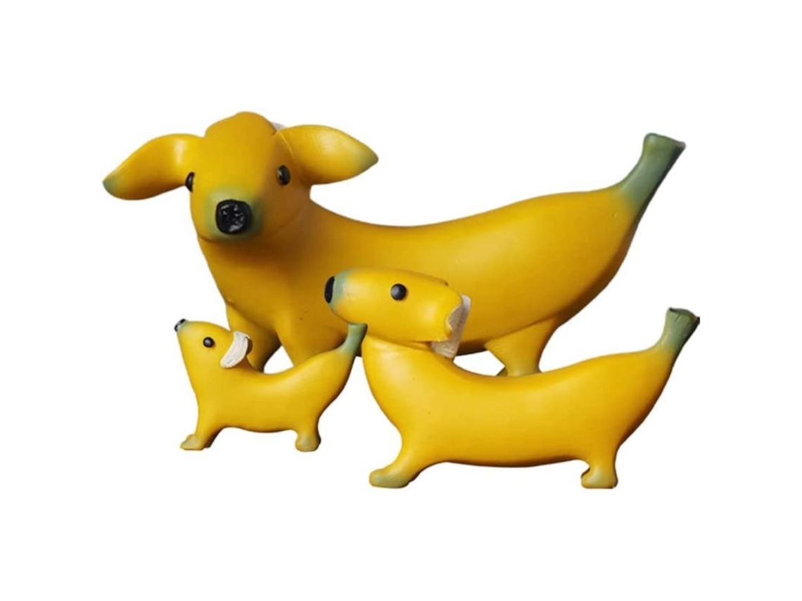 Escultura Nova Line de Cachorro de Banana, Conjunto de 3