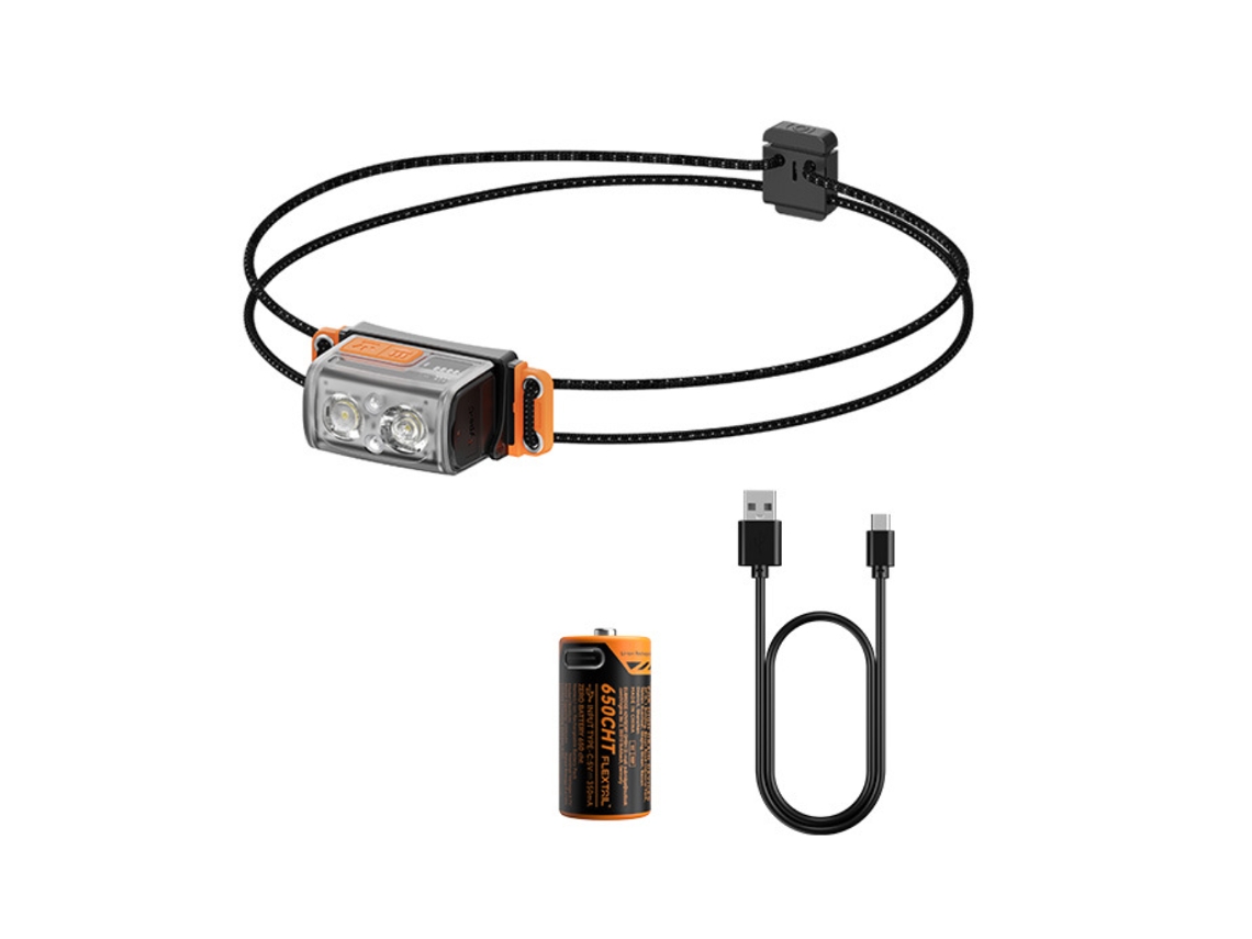 Lanterna De Cabeça Led Recarregável Usb-c De 600 Lúmens Com Luz Branca E Vermelha E Faixa Ajustável (laranja)