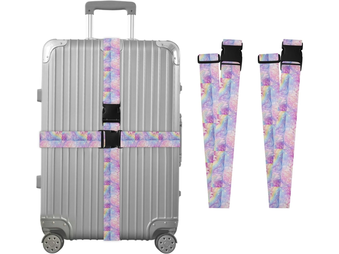 Conjunto De 2 Alças Bagagem Com Estampa Borboleta E Arco Íris Para Malas, Alças De Viagem, Acessórios Para Cintos