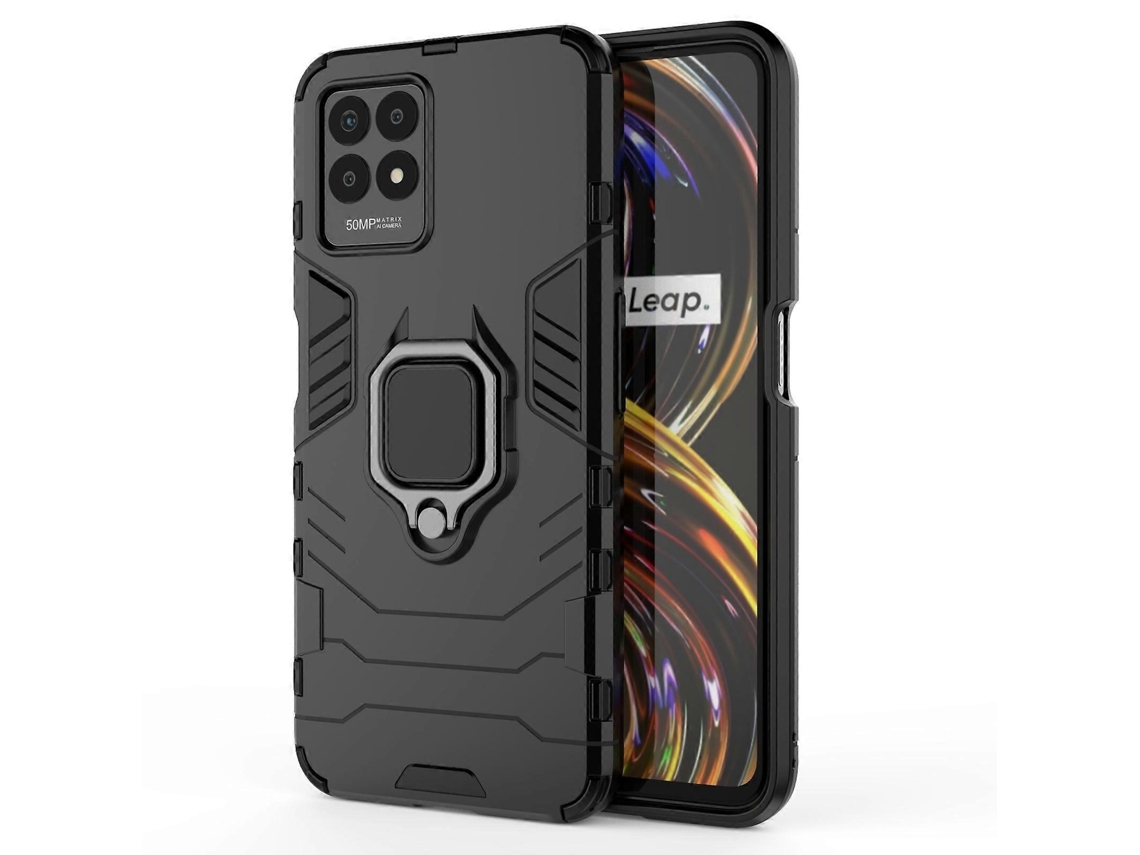 Capa De Pc À Prova De Choque Tpu Com Suporte De Anel Magnético Para Oppo Realme 8i (preta)