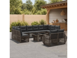 Vidaxl Conjunto De Sofá De Jardim 13 Unid. Cinza E Cinza Escuro