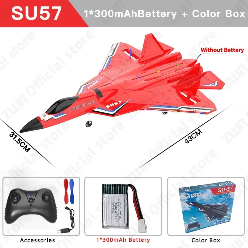 Avião De Controle Remoto (vermelho), 2.4g, Com Luzes Led, Brinquedo De Espuma Epp