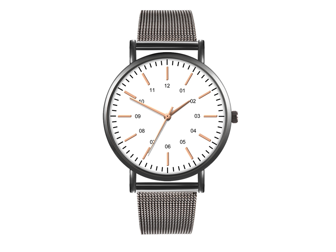 Relógio de Moda para Homens e Mulheres Pulseira de Malha Dial Redondo Quartz Casal