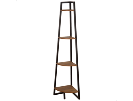 Estante Fixa De Madeira De Canto Com Escada 4 Prateleiras 30x30x135 Cm Max Home