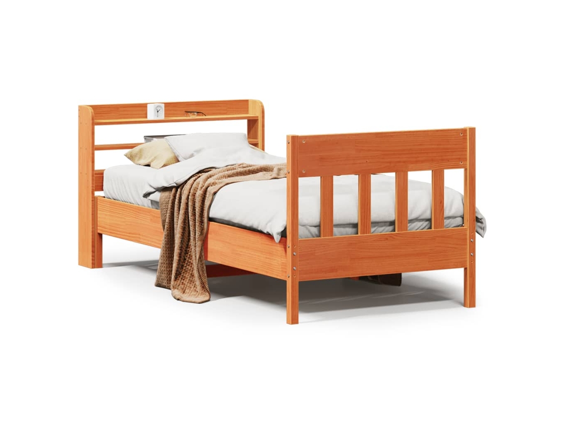 Cama Sem Colchão 75x190 cm Madeira de Pinho Maciça Castanho mel MAISON EXCLUSIVE