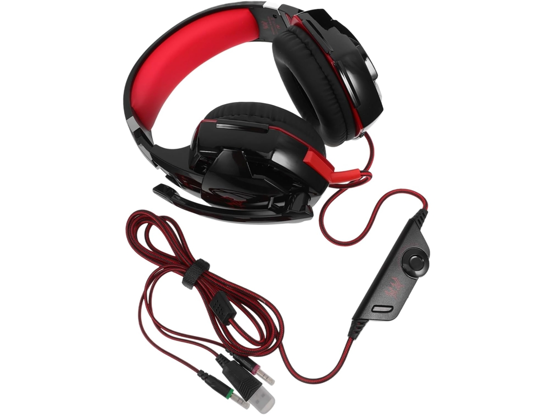 Fone De Ouvido Gamer De Alta Fidelidade 71 Com Luzes Led Ergonômicas, Preto/vermelho