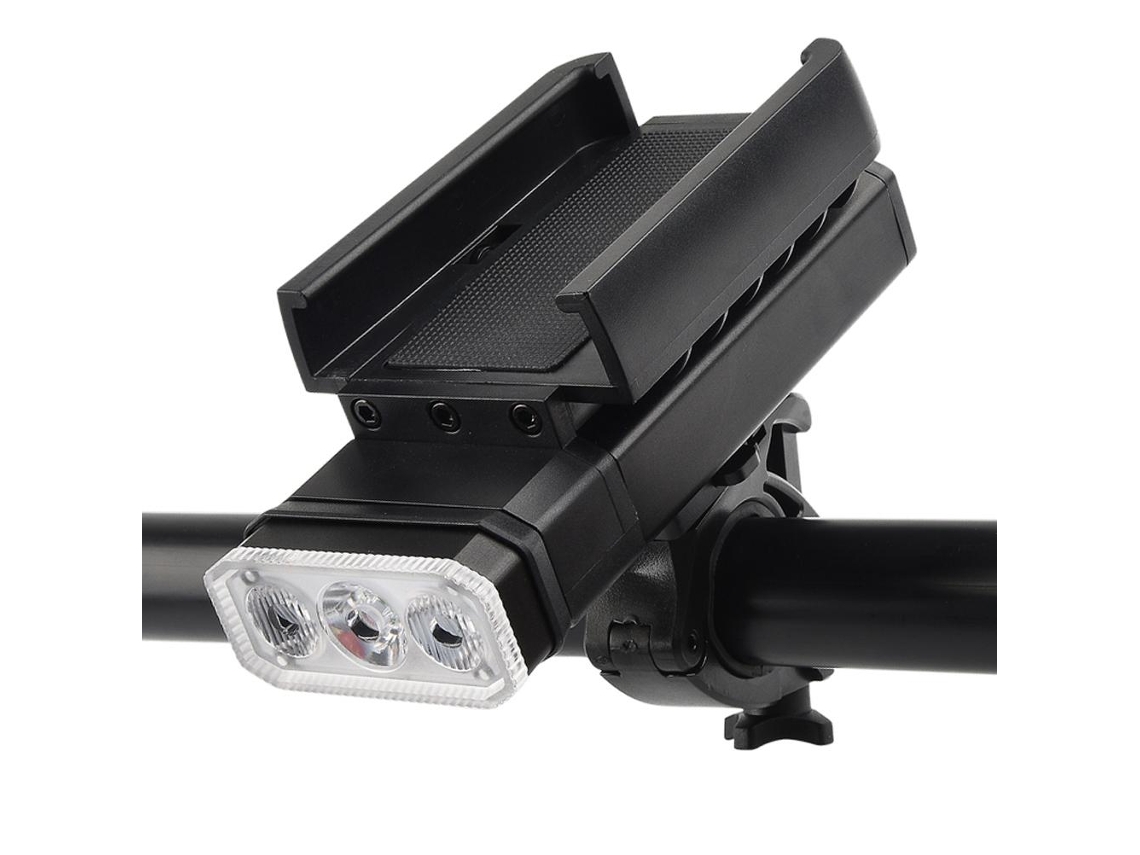 Luz De Bicicleta Com 3led Recarregável Usb Com Suporte Celular Modos De Iluminação Para Ciclismo Noturno