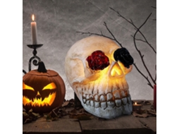 Lurelia Luminária Led De Caveira Halloween Assustador Em Resina Para Varanda, Mesa E Casa Variante 2