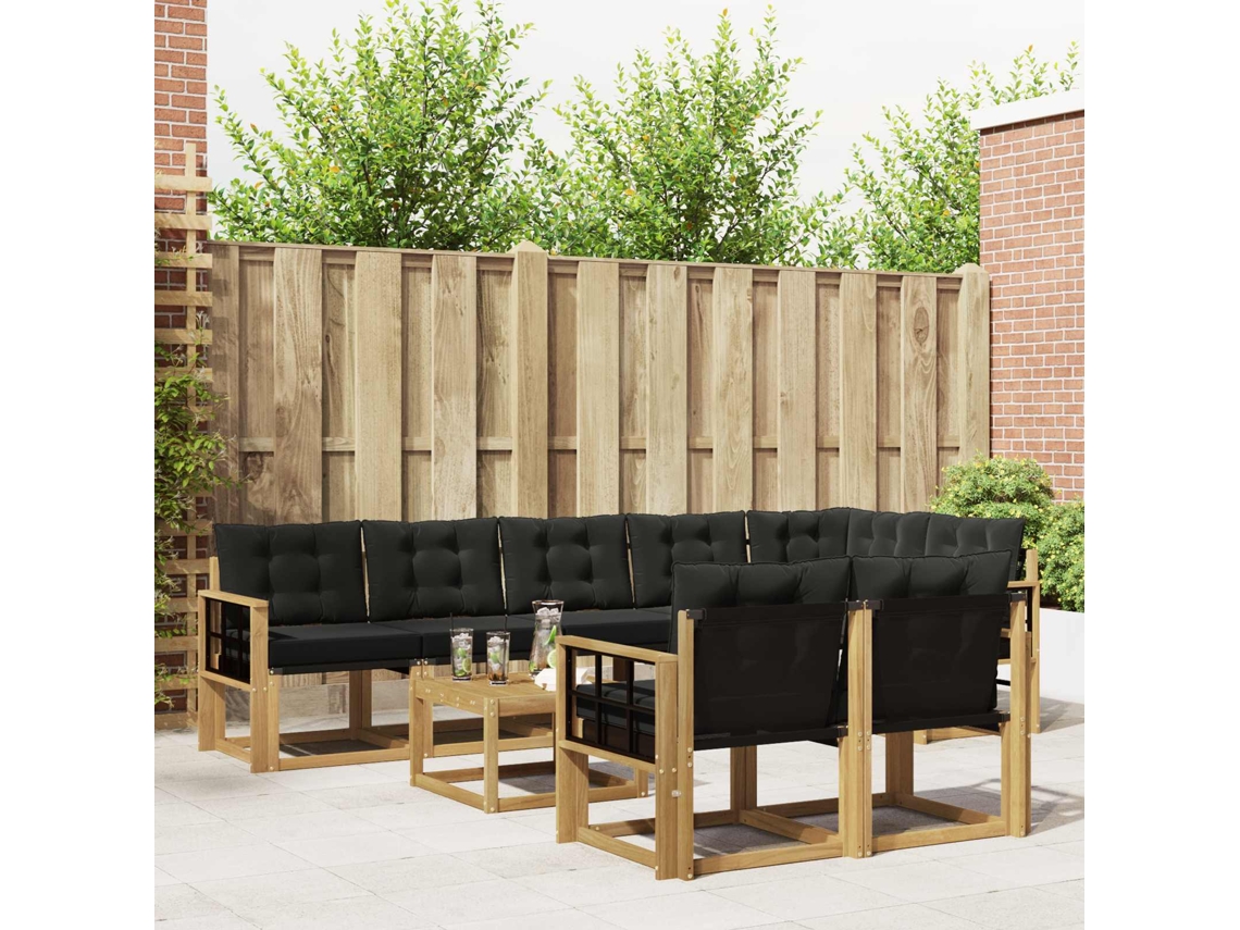 Vidaxl Conjunto De Sofás Para Exterior 9 Pcs Branco E Preto