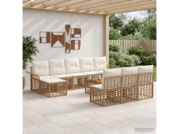 Vidaxl Conjunto De Sofás Para Exterior 11 Unid. Natural E Branco Creme