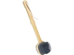 Escova De Costas Silicone Com Cabo Longo Bambu, Escova Corporal Reversível Para Esfoliação E Massagem, Adequada Para Uso