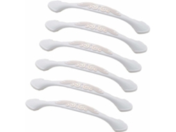 Conjunto De 6 Puxadores Alumínio Branco Para Armários, Material Moderno, Modelo D, Distância Entre Furos De 128mm, Para