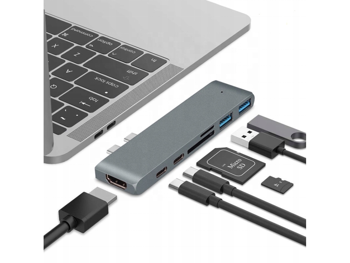 Hub Usb c para Notebook, Adaptador 4k Hdtv, Usb 3.0 com Leitor de Cartões, Estação de Acoplamento AQUAFORGE