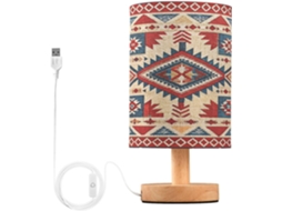 Abajur De Cabeceira Com Estampa Étnica Para Quarto, Portas De Carregegamento Usb C, Luminária De Mesa Cabeceira, Luminária