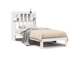 Cama com Estante Pinho Maciço Branco MAISON EXCLUSIVE (75x190 cm)