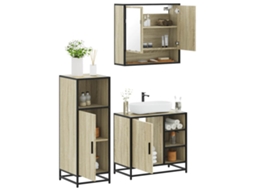 Vidaxl 3 Pcs Conj. Móveis Casa Banho Derivados Madeira Carvalho Sonoma